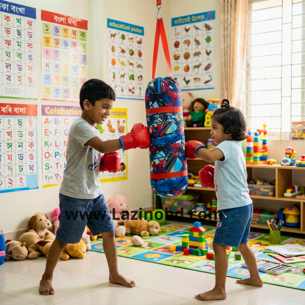 কিডস্ পান্চিং টয় ২ জোড়া গ্লোভস সহ blue স্পাইডার